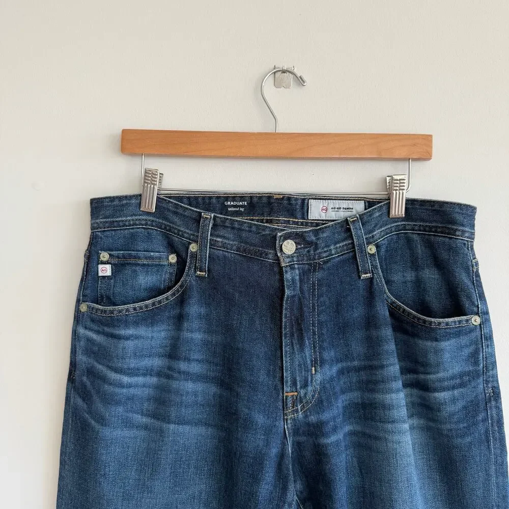 Adriano Goldschmied Graduate Dark Wash Denim Tailored Leg Jeans Blue 34